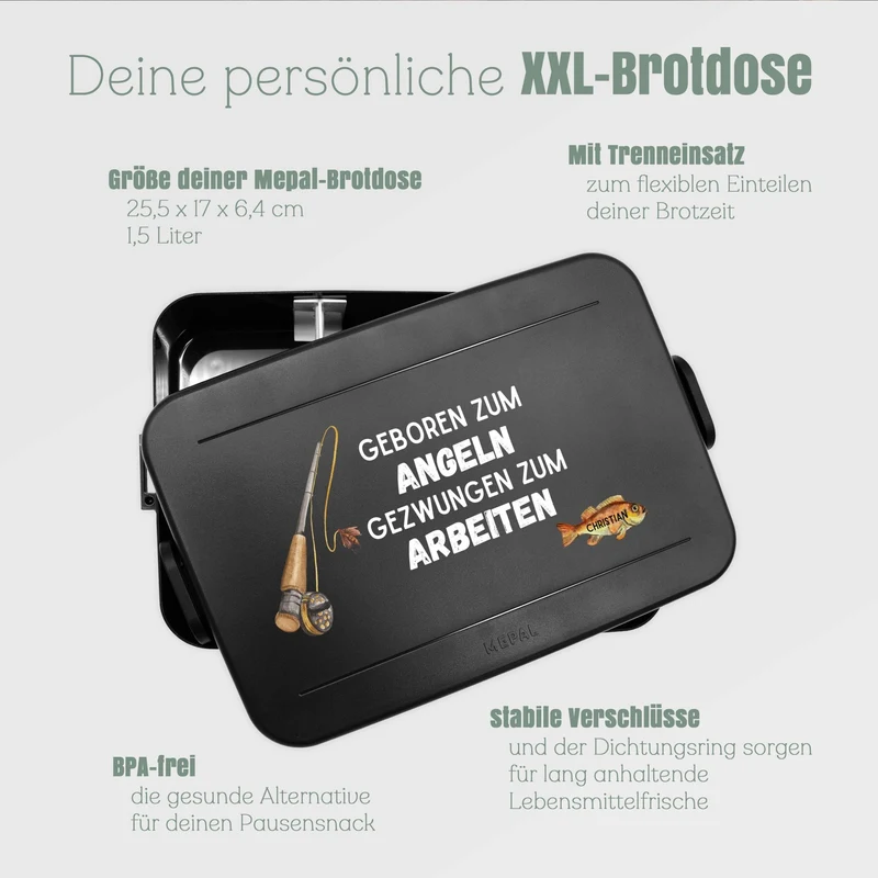 Mepal Brotdose schwarz XXL - Angeln