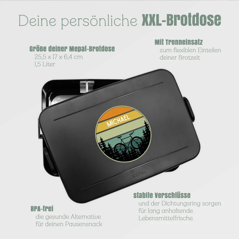 Mepal Brotdose schwarz XXL - Fahrradkreis