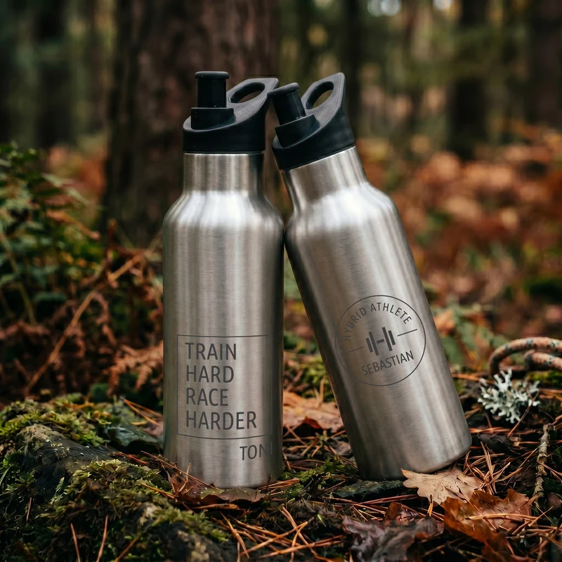 Trinkflasche Edelstahl personalisiert mit Sportverschluss - Fitness