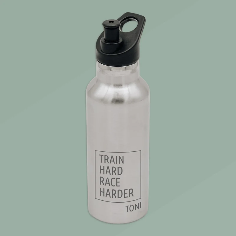 Trinkflasche Edelstahl personalisiert mit Sportverschluss - Fitness