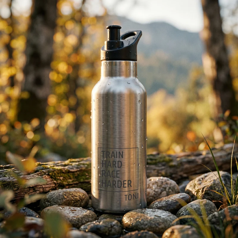 Trinkflasche Edelstahl personalisiert mit Sportverschluss - Fitness