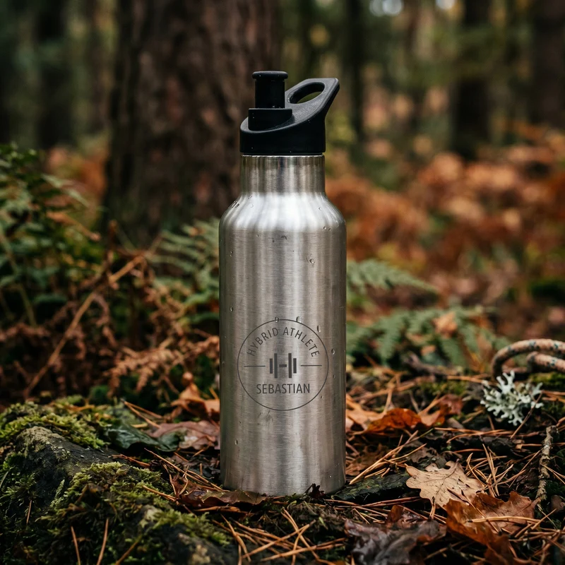 Trinkflasche Edelstahl personalisiert mit Sportverschluss - Fitness