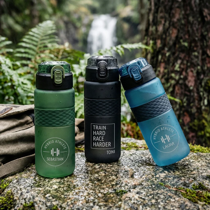 Trinkflasche aus RPET personalisiert - Fitness Motiv