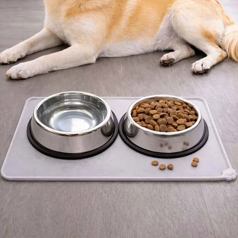 Silikon-Futtermatten für Hunde und Katze | wasserdichte Tierplatzmatte, grau - Fütterungsmatte für Haustiere