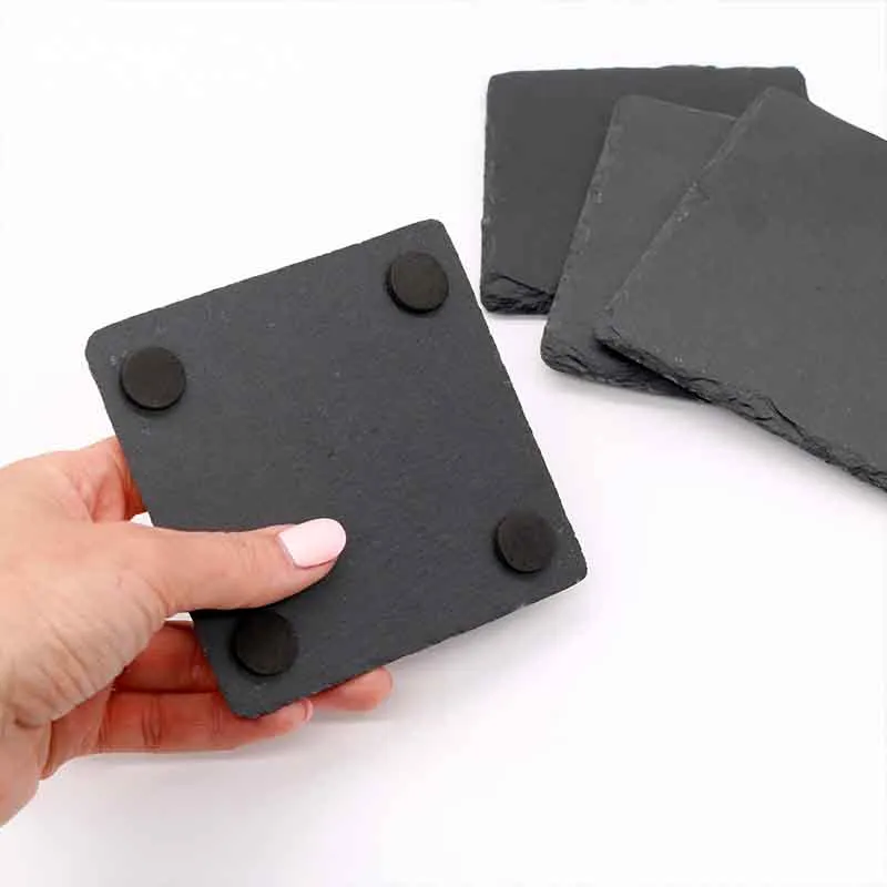 Getränkeuntersetzer aus Schiefer für Bar & Küche - 4er, 8er, 24er Set, quadratisch | Tassen- und Gläseruntersetzer - Geschenk für Familie & Freunde
