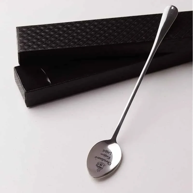 Geschenkbox für Müslilöffel, Dessertlöffel & Kaffeelöffel - 21 x 4 x 2.2 cm - Schwarzfarben - Verpackung für Geschenke für Familie, Partner & Paare