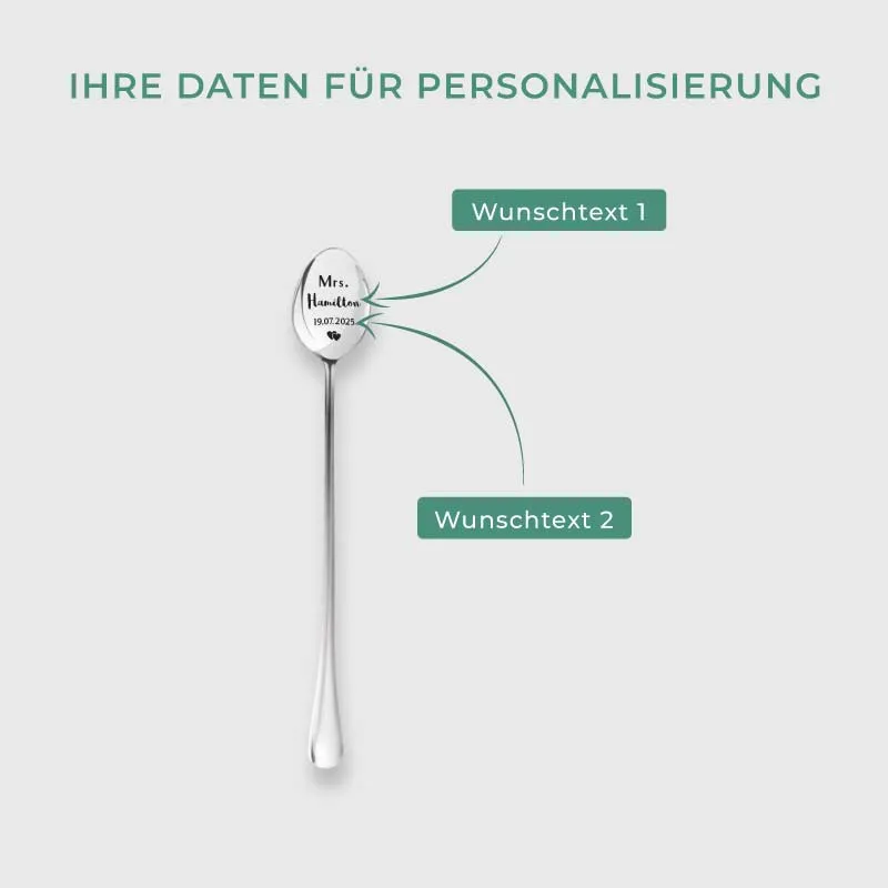 Dessertlöffel mit Gravur zur Hochzeit - 2er‑Set Kaffeelöffel Personalisiert als Geschenke - Mr & Mrs | Edelstahl - Hochzeitsgeschenk für Brautpaare