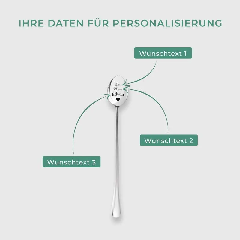 Dessertlöffel mit Gravur zur Hochzeit - 2er‑Set Personalisierte Müslilöffel als Geschenke - Herzen | Edelstahl - Hochzeitsgeschenk für Brautpaare