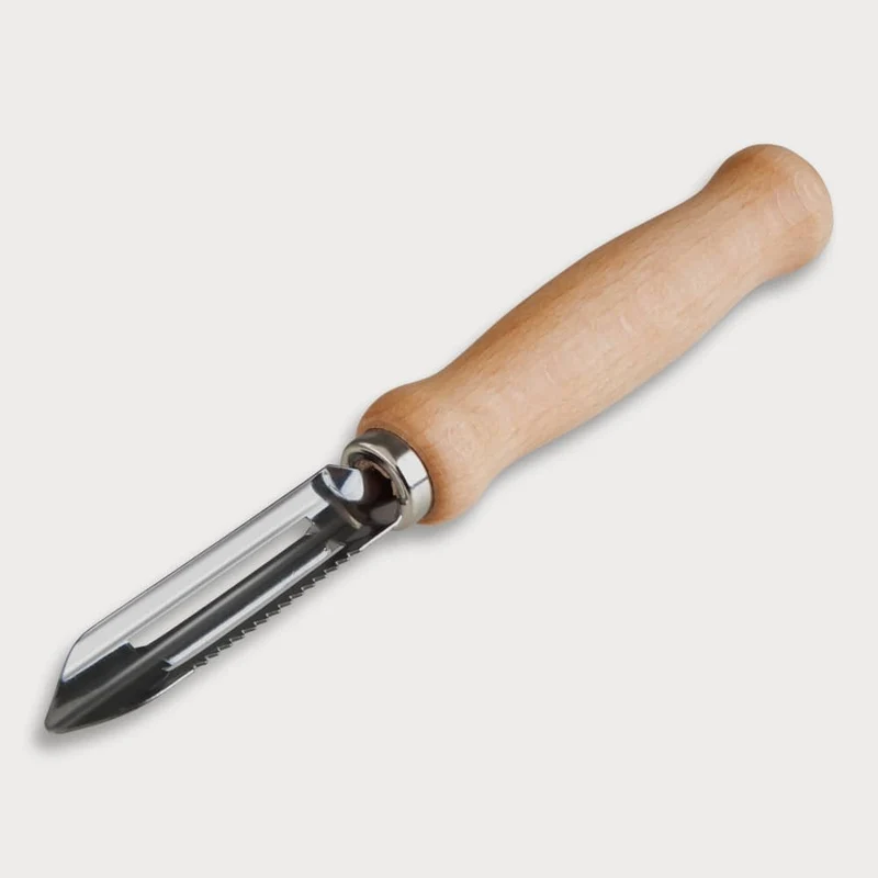 Sparschäler mit Edelstahl Doppelklinge und Holzgriff