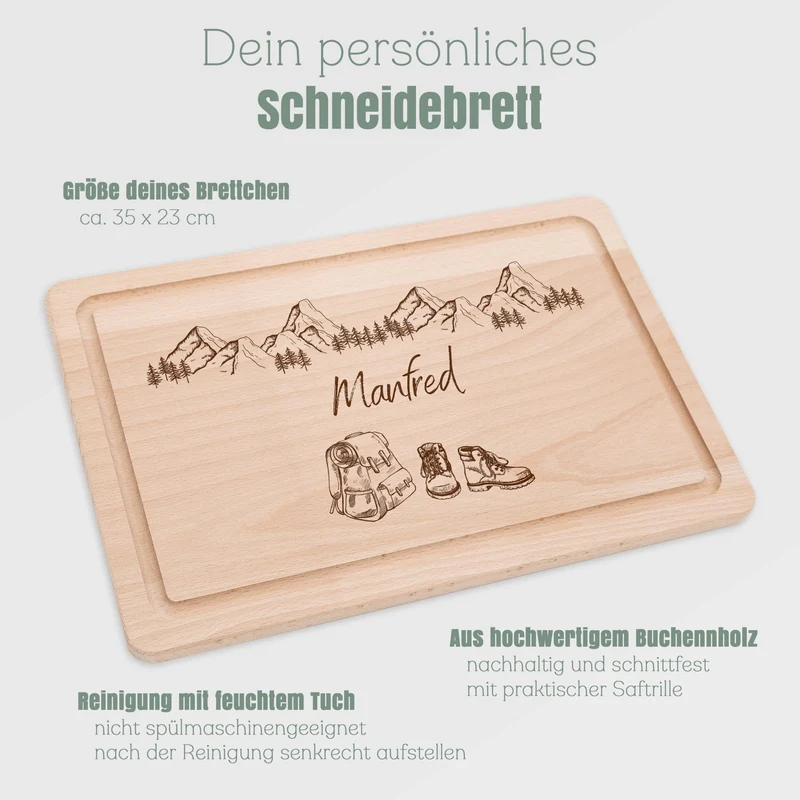 Schneidebrett mit Saftrille - Wanderausrüstung mit Bergen