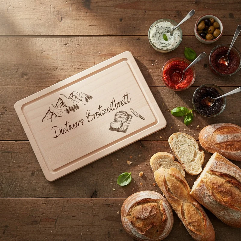 Schneidebrett mit Saftrille - Brotzeitbrett