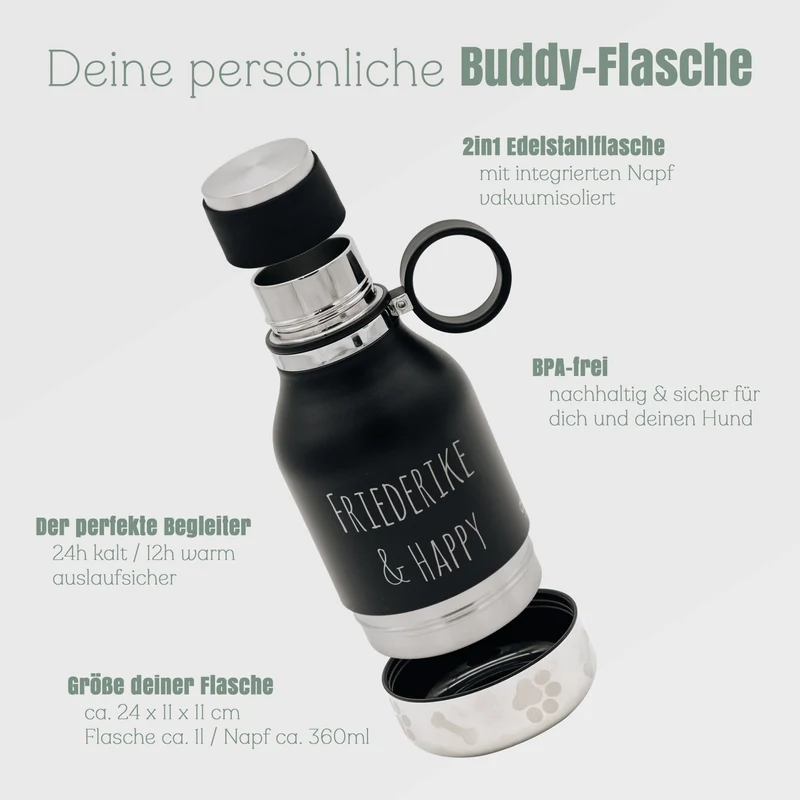 Trinkflasche Buddy klein - Wunschnamen