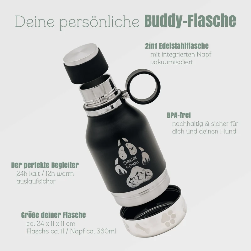 Trinkflasche Buddy klein - Hundepfote