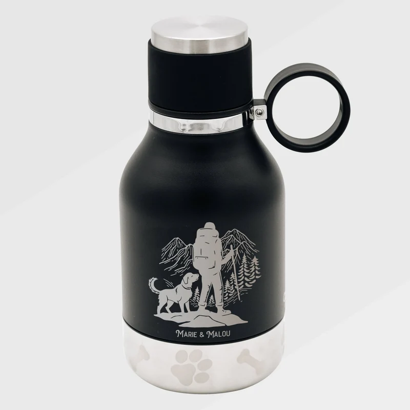 Trinkflasche Buddy klein - Wanderer und Hund