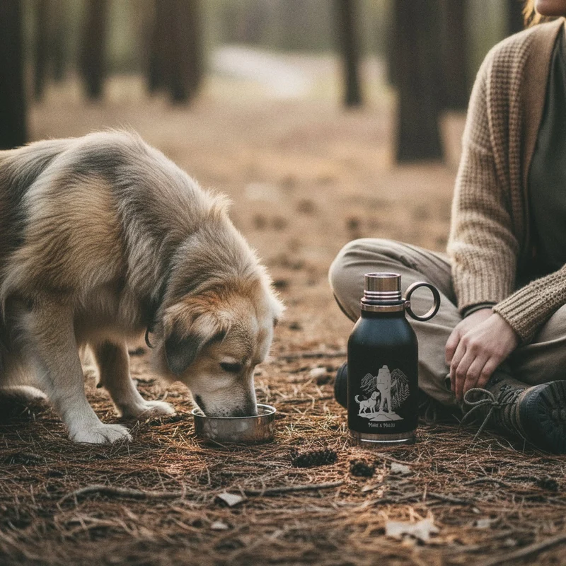 Trinkflasche Buddy klein - Wanderer und Hund