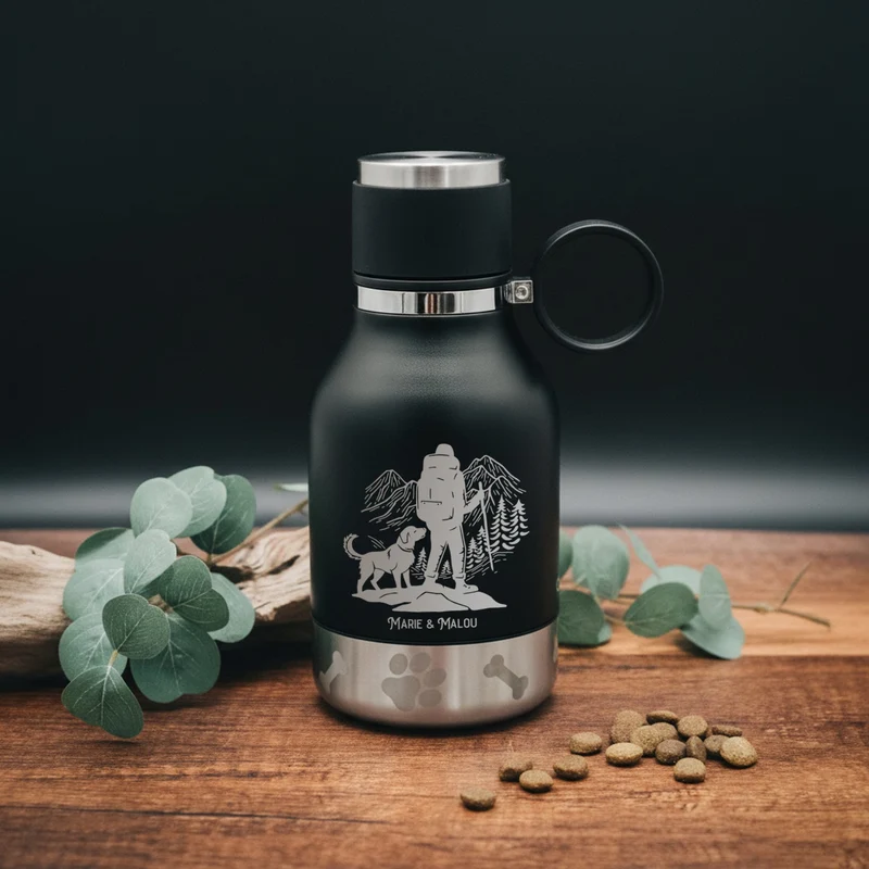 Trinkflasche Buddy klein - Wanderer und Hund