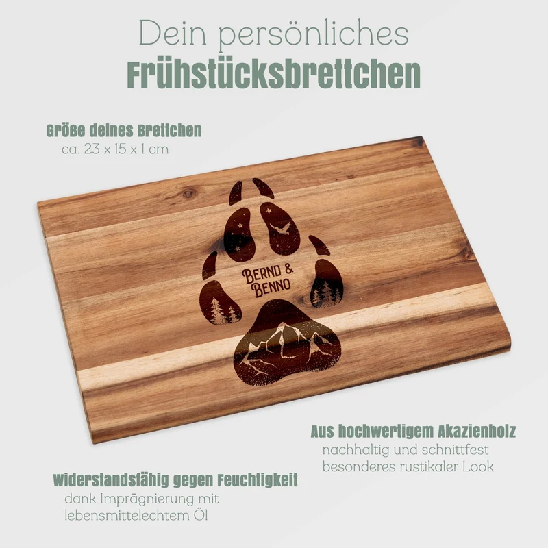 Frühstücksbrett Akazie - Hundepfote