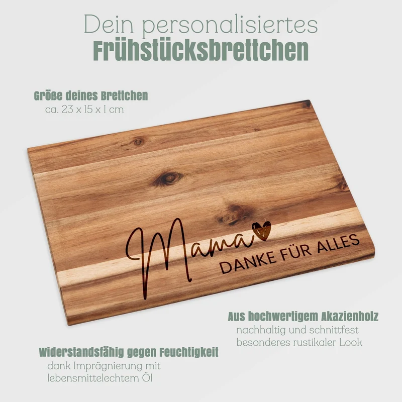 Frühstücksbrett Akazie - Danke für Alles