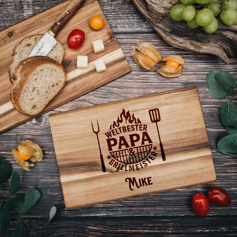 Frühstücksbrett Akazie - Weltbester Papa & Grillmeister