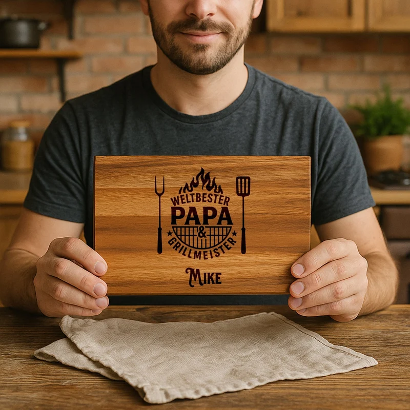 Frühstücksbrett Akazie - Weltbester Papa & Grillmeister