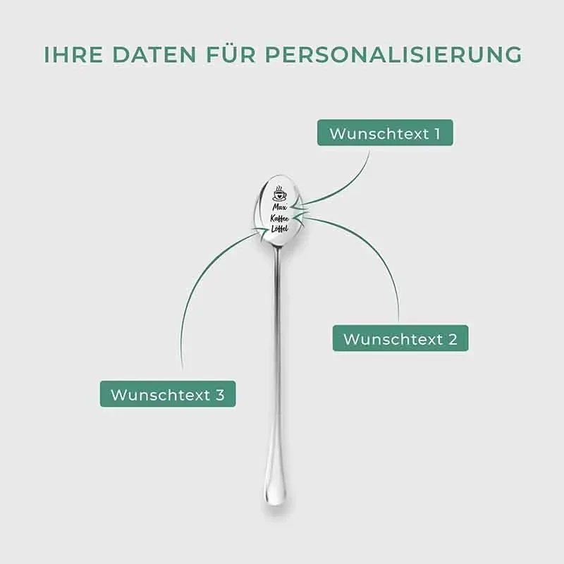 Dessertlöffel mit Gravur zur Hochzeit - 2er‑Set Kaffeelöffel Personalisiert als Geschenke - Kaffee & Croissant | Edelstahl - Müslilöffel für Brautpaar