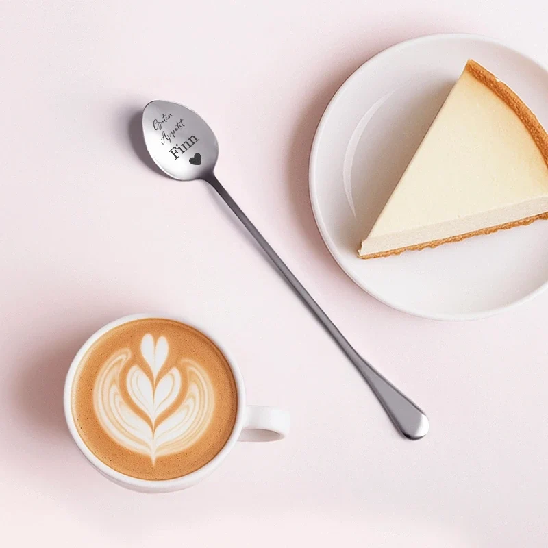 Personalisierter Dessertlöffel - Kaffeelöffel als Geschenk zum Geburtstag & Jubiläum - Herzen | Edelstahl - Müslilöffel für Familie, Freunde, Kollegen