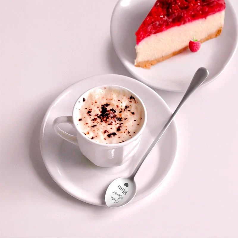 Personalisierter Dessertlöffel - Kaffeelöffel als Geschenk zum Geburtstag & Jubiläum - Herzen | Edelstahl - Müslilöffel für Familie, Freunde, Kollegen
