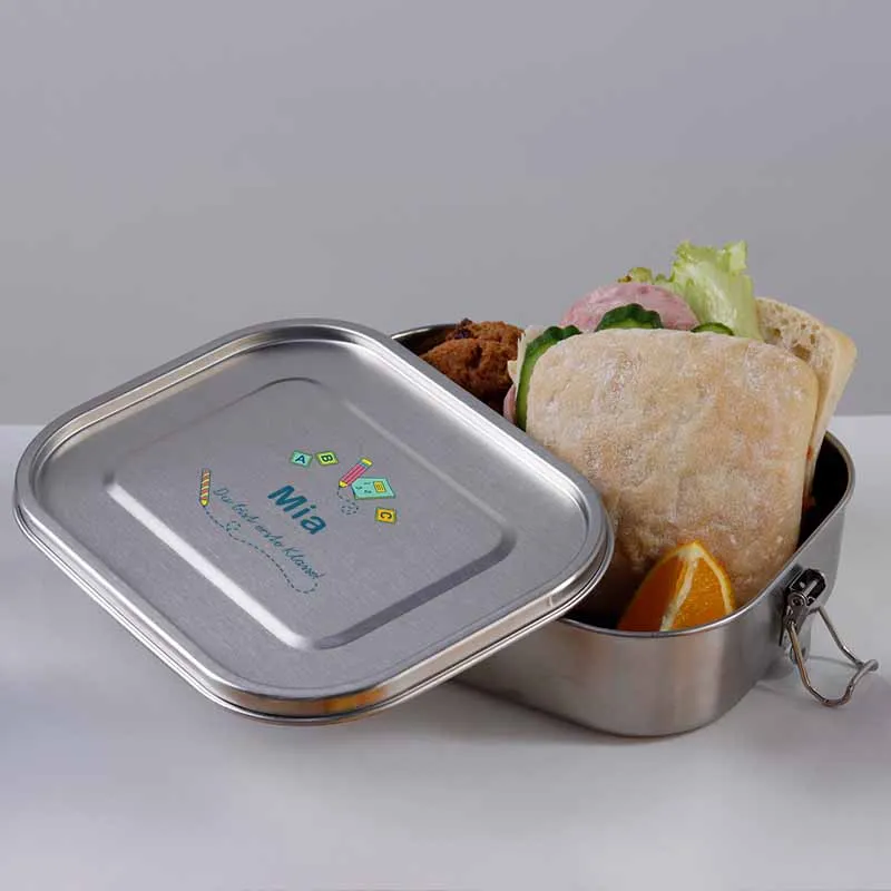 Personalisierte Brotdose mit Name für Erstklässler - 2 Größen, Edelstahl mit Fächern & auslaufsicher | Kinder Lunchbox - Geschenk zur Ersteinschulung