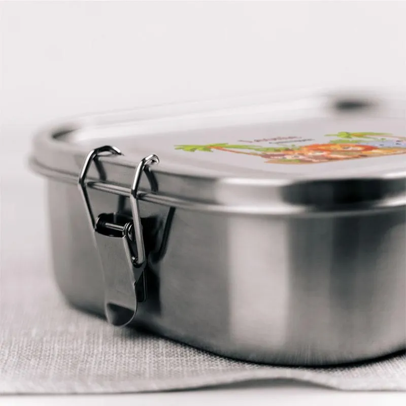 Personalisierte Brotdose mit Name - Safari - 800-1400 ml, Edelstahl Metall mit Fächern & auslaufsicher | Lunchbox mit Trennwand für Kinder, Erwachsene