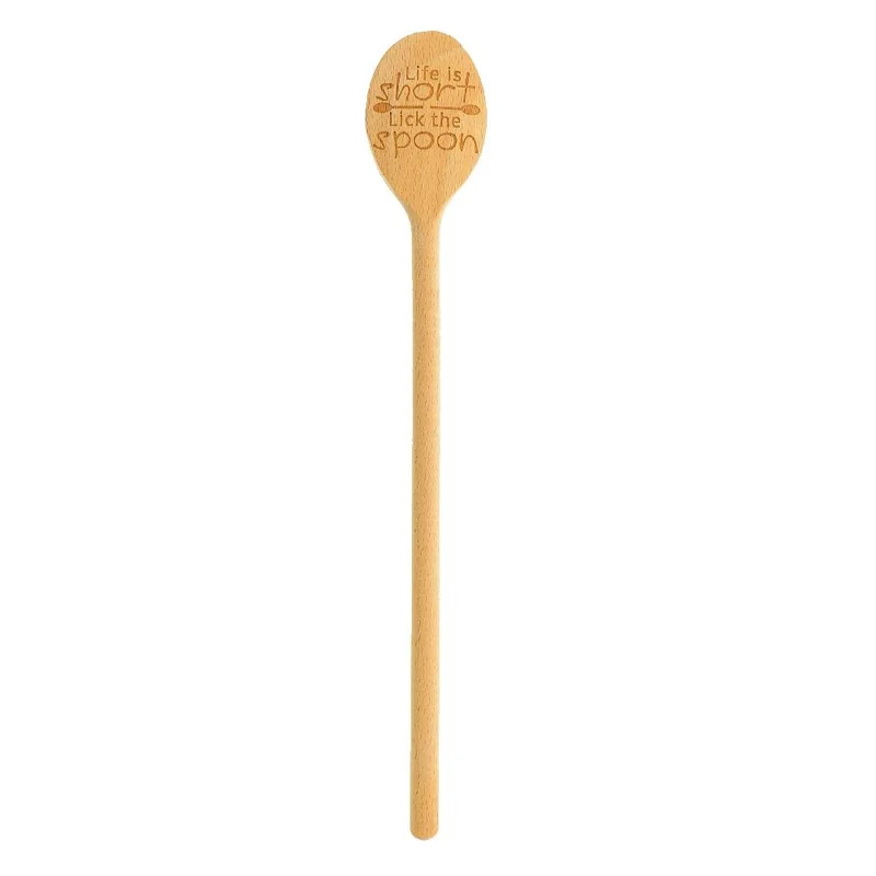 Kochlöffel mit Spruch"Life is short - lick the spoon" aus Buchenholz