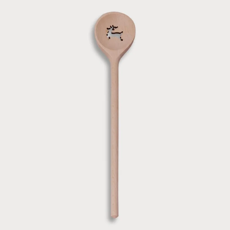 Kochlöffel mit Rentier Motiv aus Buchenholz