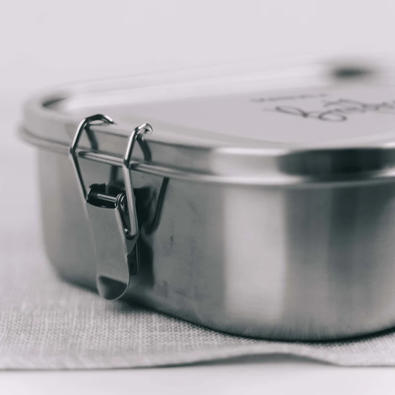 Personalisierte Brotdose mit Namen, Wunschtext - 800-1400 ml, Edelstahl mit Fächern & auslaufsicher | Lunchbox mit Trennfächern für Kinder, Erwachsene
