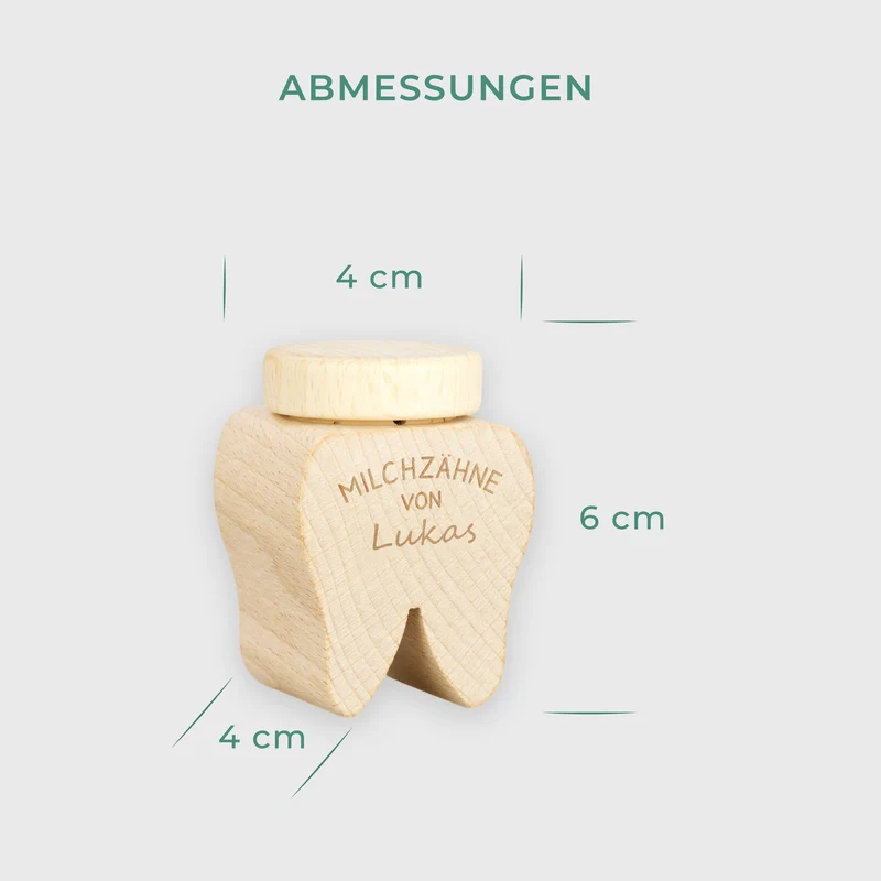 Personalisierte Milchzahndose mit Namen - Zahndose mit Gravur als Zahn aus Holz | Zahnfee Geschenk für Jungen & Mädchen - Milchzahnbox & Zahnbox