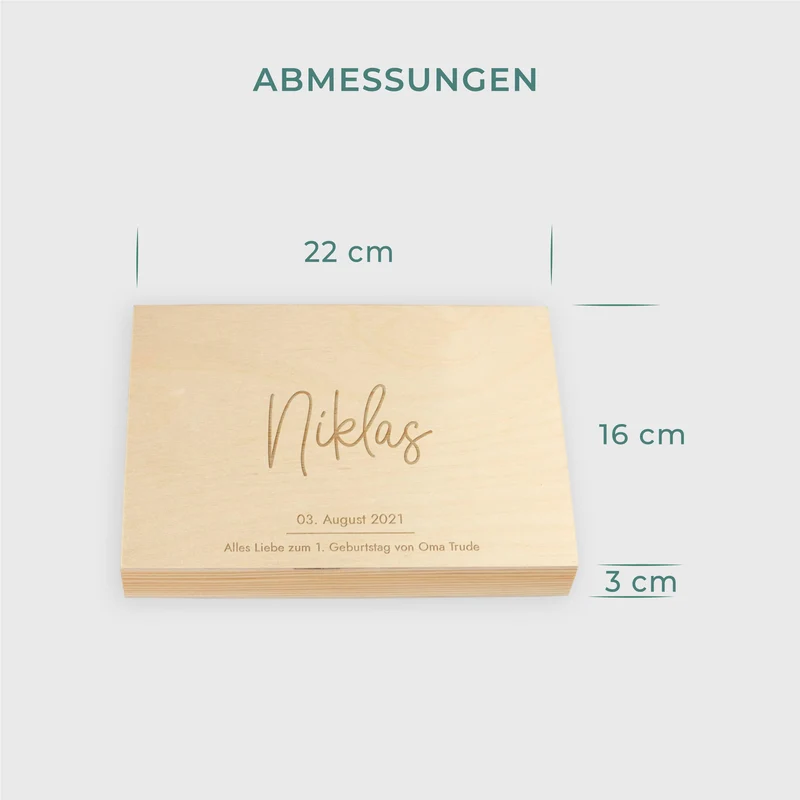 Kinderbesteck mit Namensgravur - Wunschname Gravur - Besteck mit Namen | Taufgeschenk für Kinder - Geschenk zur Taufe für Jungs & Mädchen, natur Kiste