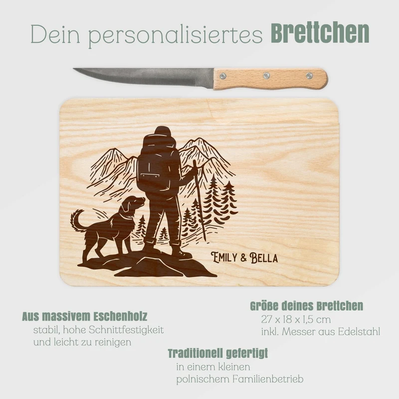 Brotzeitbrett mit Messer - Wanderbuddy