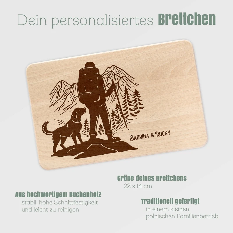 Frühstücksbrett Holz - Wanderbuddy