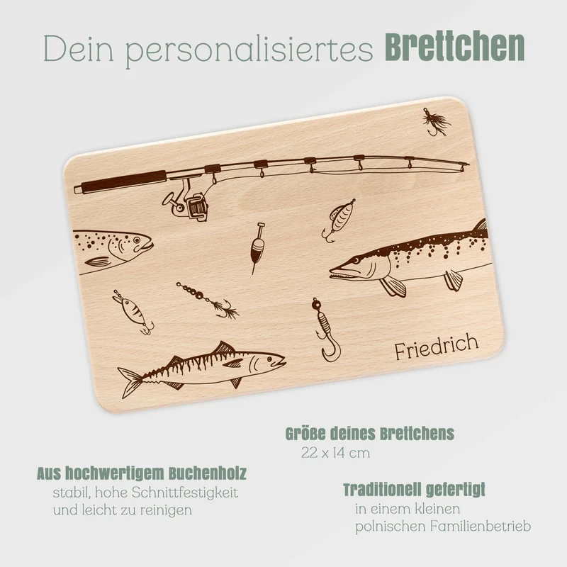 Frühstücksbrett Holz - Angelzubehör