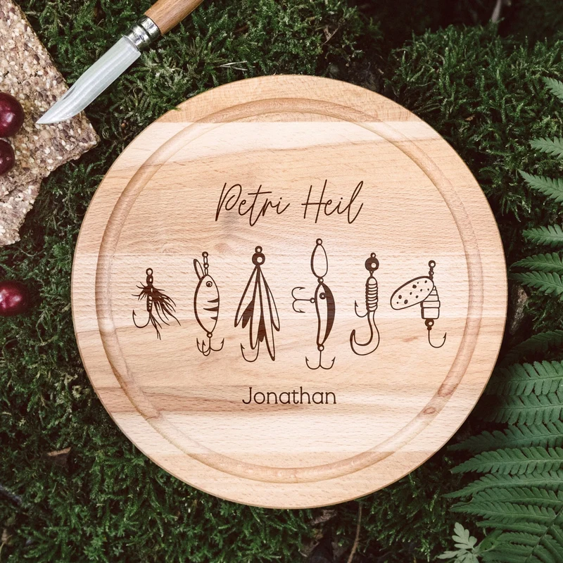 Rundes Holzbrett - Angelköder