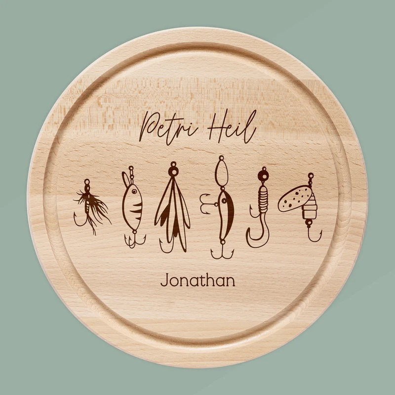 Rundes Holzbrett - Angelköder