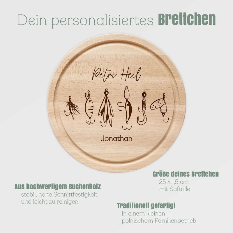 Rundes Holzbrett - Angelköder