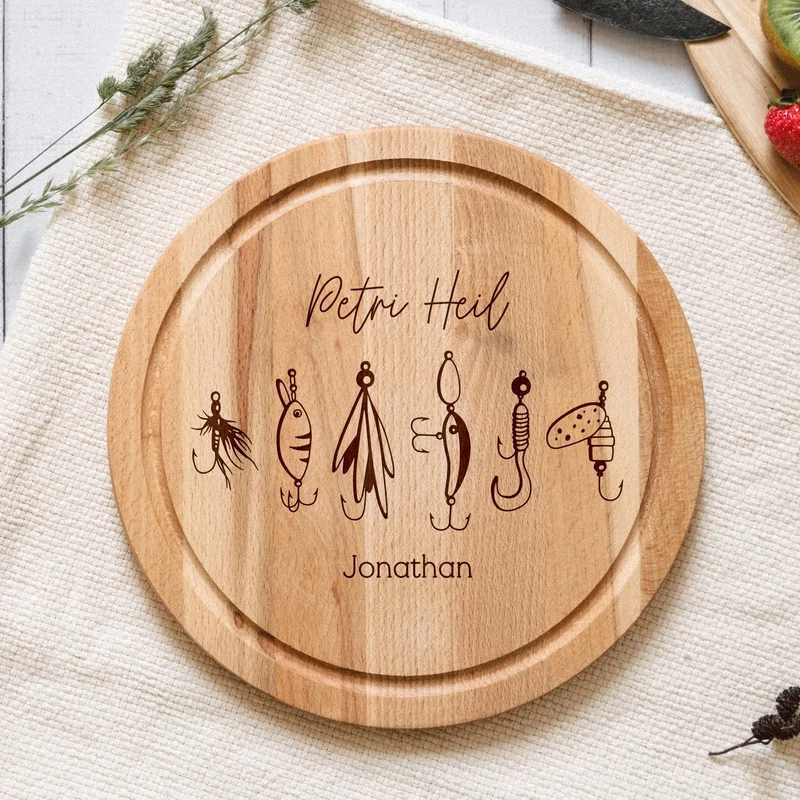 Rundes Holzbrett - Angelköder