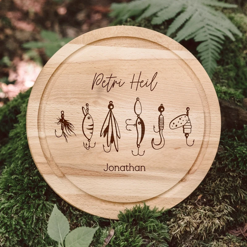 Rundes Holzbrett - Angelköder