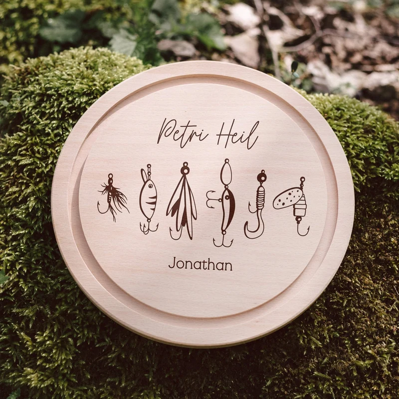 Rundes Holzbrett - Angelköder