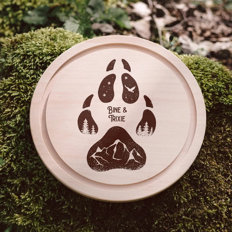 Rundes Holzbrett - Hundepfote
