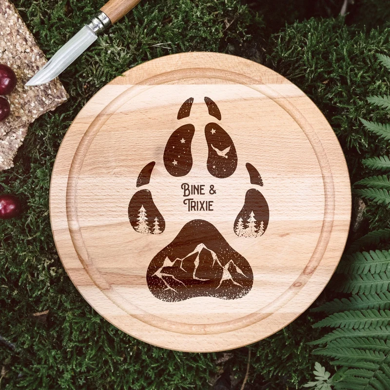 Rundes Holzbrett - Hundepfote
