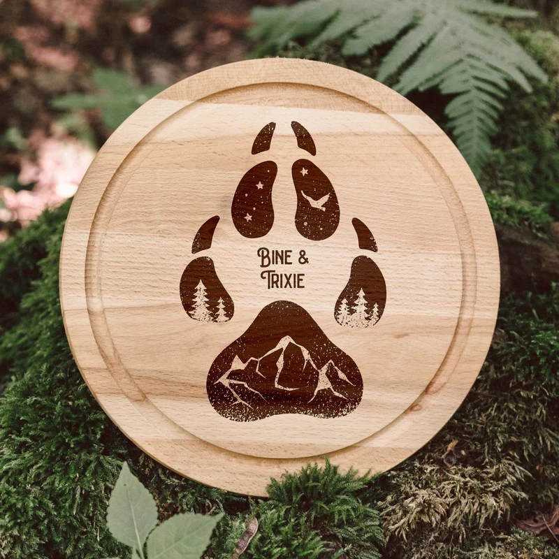 Rundes Holzbrett - Hundepfote
