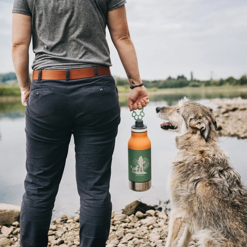 Trinkflasche Buddy - Wanderer mit Hund