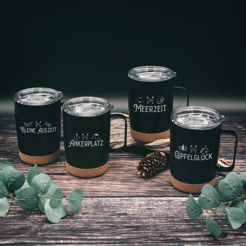 Thermobecher mit Korkboden - Pausenzeit