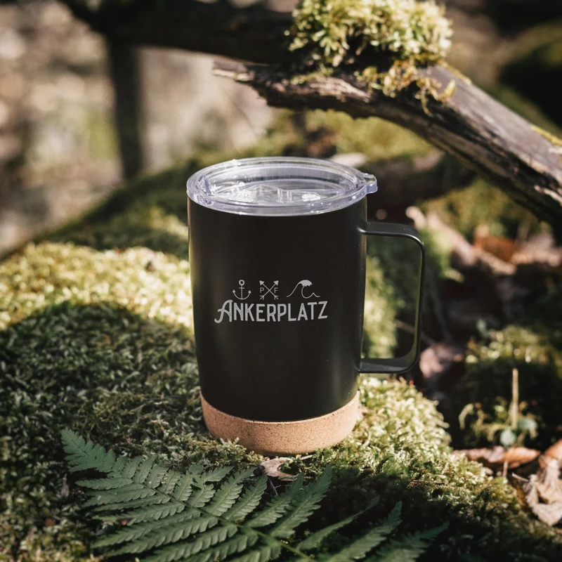 Thermobecher mit Korkboden - Pausenzeit