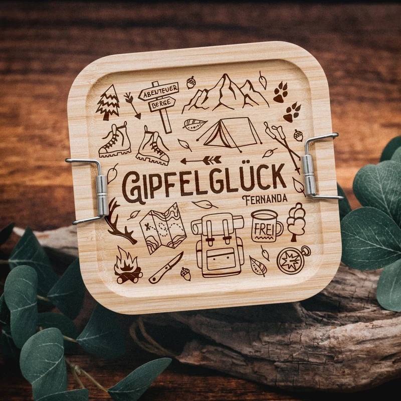 Brotdose Edelstahl quadratisch - Gipfelglück/Meerzeit